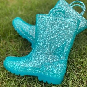 Blue glittered SPARKLY rain boots